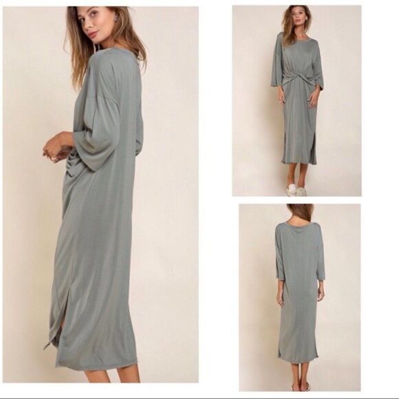 KNIT Midi Dress relaxed Fit & Twisted FrontDetail - Picture 7 of 10